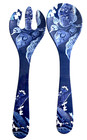 Nicole Miller Home Melamine Cobalt Blue Serving Fork Spoon Utensil Set Party
