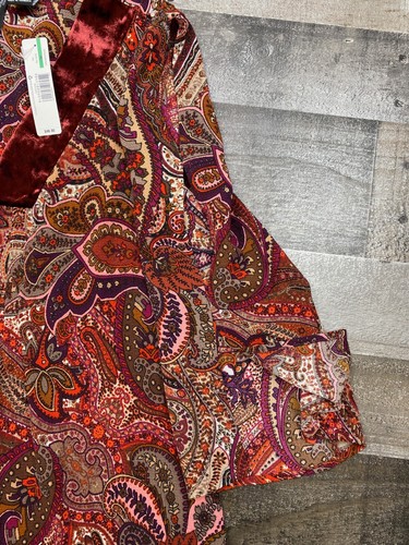 New Directions Rust Paisley V Neck Top Cold Shoulder 3/4 Sleeve Sz Petite L NEW - Picture 11 of 18