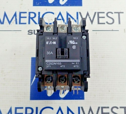 EATON C25DNY65 DEFINITE PURPOSE CONTACTOR 30A SER E1 24V NEW - Picture 1 of 9