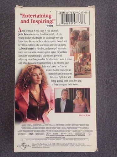 Erin Brockovich (VHS, 2000) Julia Roberts Albert Finney Based on a True Story - Picture 2 of 5