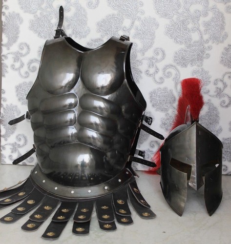 Gladiator Roman Maximus Style Helmet Armor with Spikes Costume W/ Muscle Jacket - Picture 5 of 7