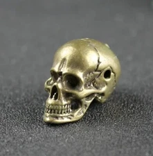 Brass Skull Golden Head Statue Small Sculpture Tabletop Figurine Decor Gifts