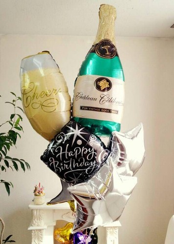 Champagne Bottle and Glass Balloon Set, 2 Large Photo Prop Party Decor Balloons - Picture 2 of 12