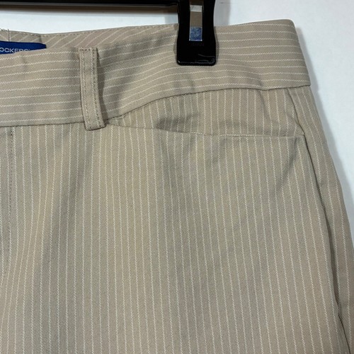 Dockers Women's Beige Tan Pinstripe Ideal Fit Metro Pant Straight Chinos 12 - Picture 2 of 10