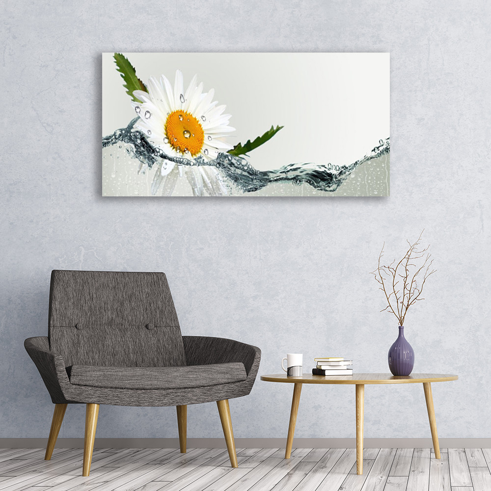 Image impression marguerite eau toile de décoration murale 120x60cm