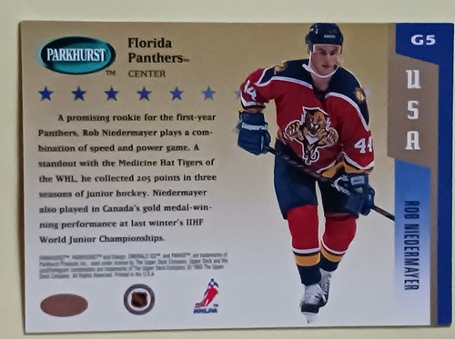 ROB NIEDERMAYER - 1993-94 Parkhust Hockey - USA/Canada Gold #G5 - Picture 2 of 2