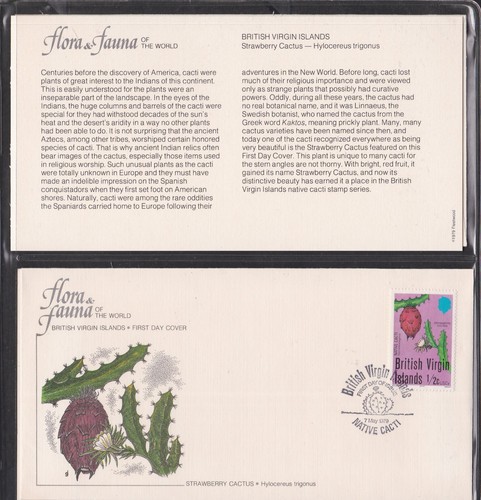 VIRGIN IS 1979 4 FIRST DAY COVER NATIVE FLOWER CACTUS PLANTS + CARDS + CACHET - Picture 3 of 4
