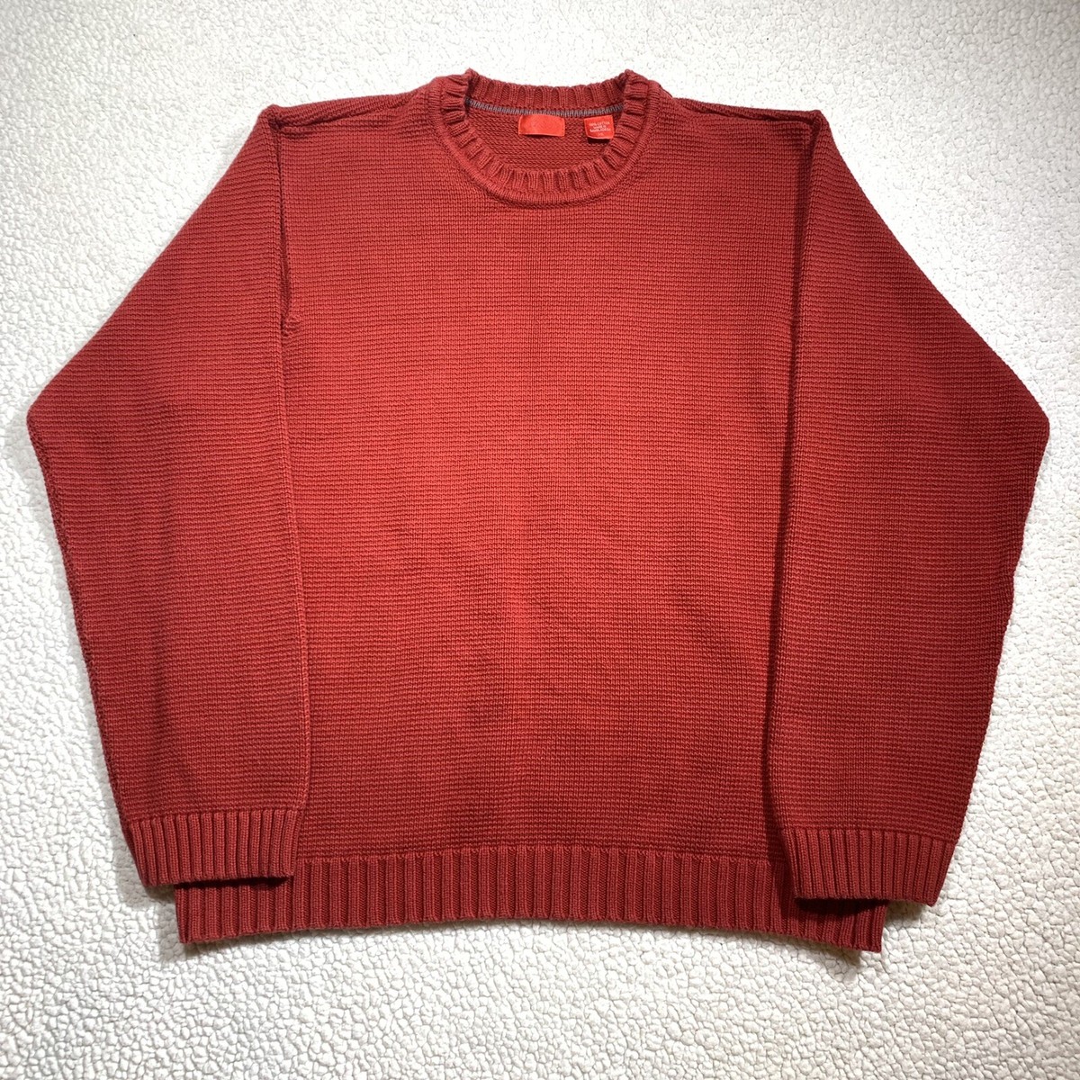IZOD Sweater Adult XXL Red Cotton Heavy Knit Crew Neck Pullover