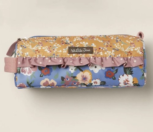 Matilda Jane Girls Botanical Blue Floral Pencil Case Bag 8.5" School NWT - Afbeelding 1 van 2