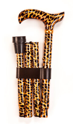 Palo plegable estampado de leopardo bastón derby ajustable 4 partes animal llamativo - Imagen 3 de 4