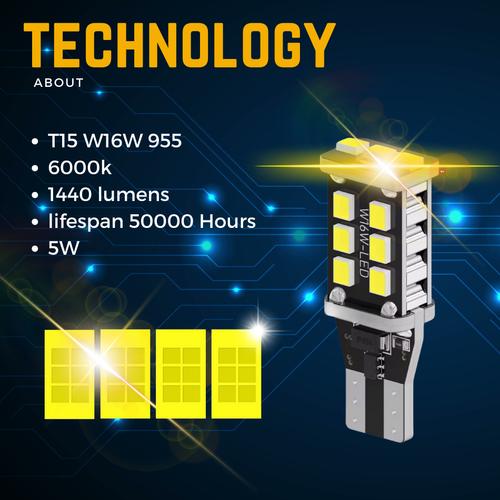 T15 W16W Reverse 921 955 Led Car Light Bulbs Xenon White Canbus Error Free 12v - Picture 9 of 14