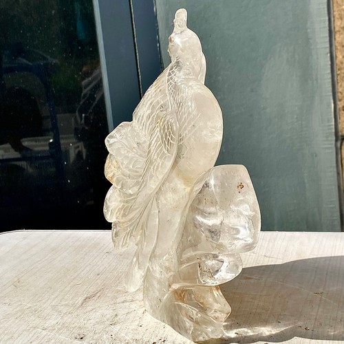 4.71LB Natural white crystal quartz mineral hand carved peacock decoration - 第 9/12 張圖片