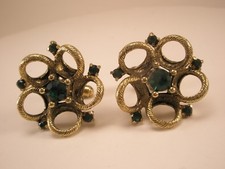 Green Rhinestone EXTRA LARGE Vintage Cuff Links XL XXL