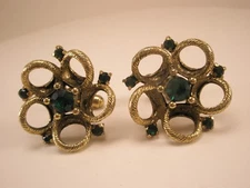 Green Rhinestone EXTRA LARGE Vintage Cuff Links XL XXL