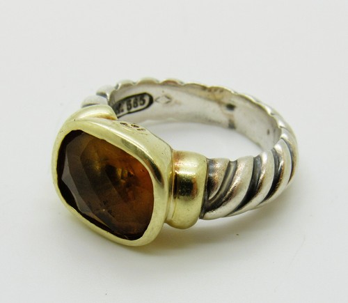 DAVID YURMAN 14K YELLOW GOLD + 925 CABLE RING W/ 3.50ct CITRINE - SZ 4.5 - 7.2g - Picture 5 of 8