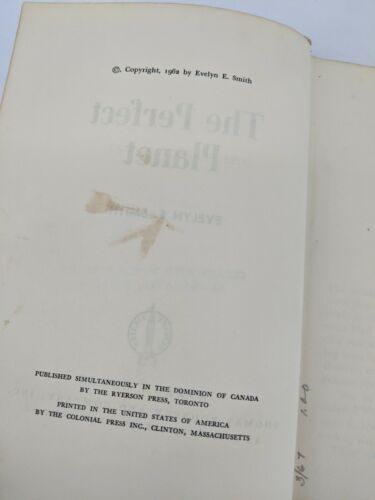 1st Ed THE PERFECT PLANET Evelyn E Smith 1962 HARDCOVER AVALON BOOK - Bild 9 von 9