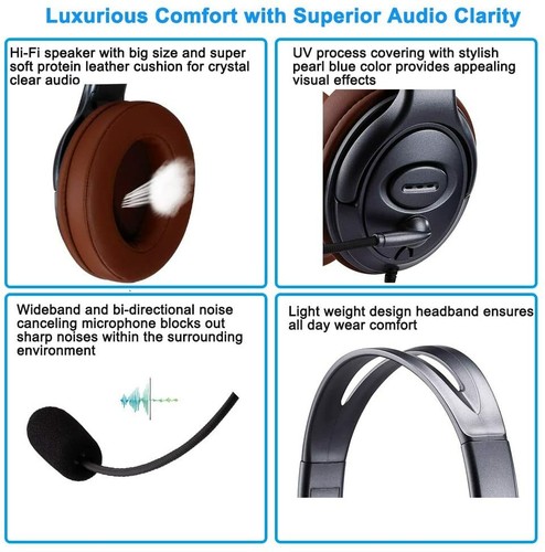 Emaiker USB Headset with Noise Cancelling Microphone Mic Mute Two Ears 806DUC  - Bild 7 von 7