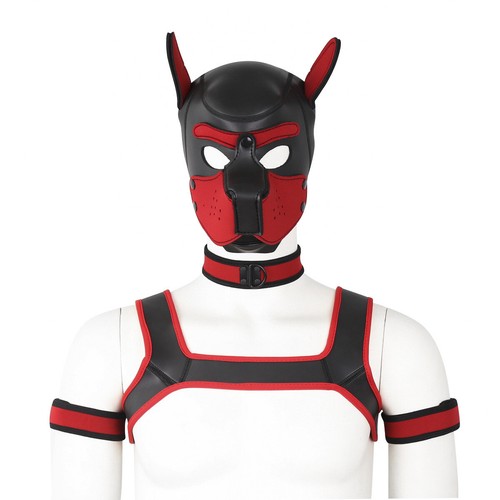 Puppy Play Hood Role Dog Mask Puppy Cosplay Full Head Men Women Fetish Costume- - Picture 21 of 79