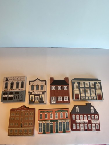 Vintage Cat's Meow Village Wooden Buildings Lot of 7 Town Businesses 1985-1989 - Picture 4 of 11