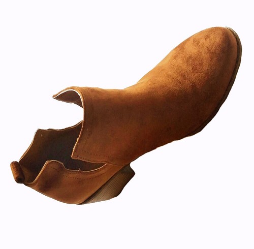 Womens Cutout Chelsea Ankle Boots Slip-On Closed Toe Stacked Block Heel Booties - Picture 9 of 11