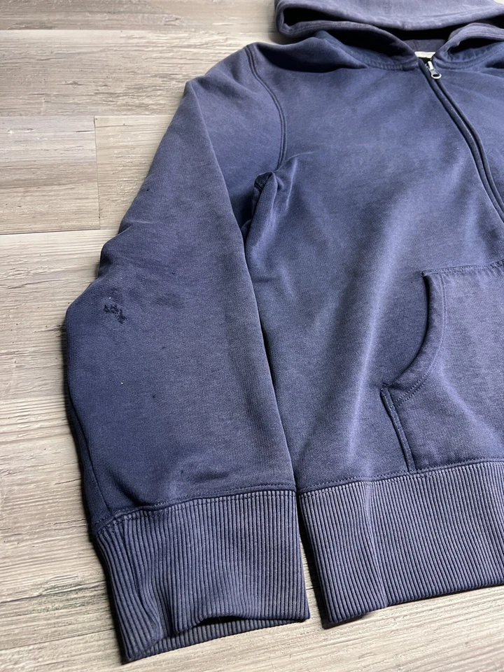 Vintage 90s Y2K Blank Zip Up Hoodie Navy Blue Studio Works Faded Womens XL Boxy - Image 3 of 4
