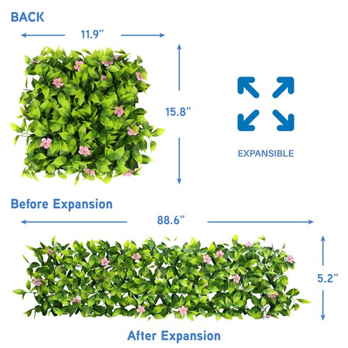 Expandable Artificial Ivy Fence Privacy Screen Panels Hedge PVC Back Windscreen - Picture 12 of 35