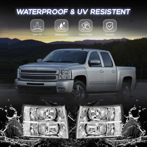 Pair Headlight Assembly w/ Clear Lens For 07-13 Chevy Silverado 1500 2500 3500 - Picture 5 of 6