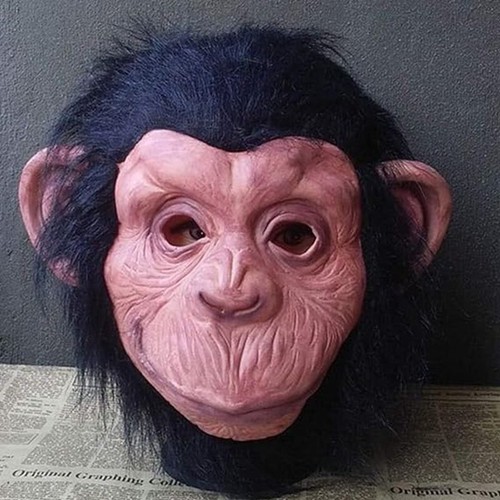 Comical Chimp Mask Chimpanzee Monkey Adult Unisex Cosplay Costume Latex Masque - Picture 3 of 6