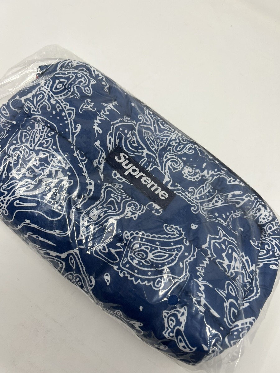 Supreme Pertex Puffer Side Bag Blue Paisley FW22 Authentic Brand New