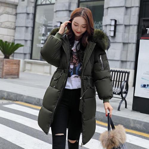 Women long Down Cotton Parka Fur Collar Hooded Coat Quilted Jacket Knee Length X - Picture 13 of 15