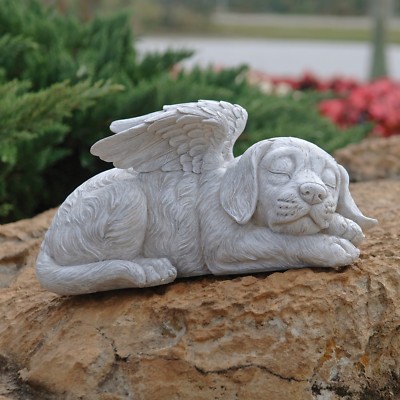Dog Memorial Grave Garden Stone Angel Wings Design Figurine Beloved Pet Statue - Garden Statue Dog With Wings Dog Memorial Grave Garden Stone Angel Wings Design Figurine Beloved Pet Statue - Garden Statue Dog With Wings