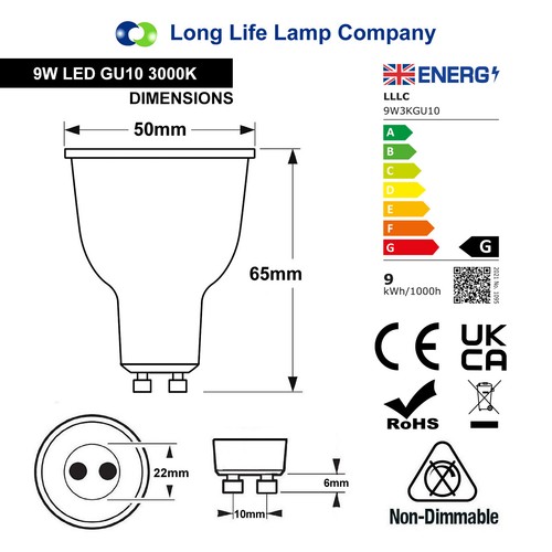 9W LED GU10 Strahler Leuchtmittel warm 3000k oder kaltweiß 6500k 5er Pack oder 10er Pack - Bild 7 von 24