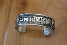 BR398 Tibetan Silver Men Bracelets Six Mantra Weaving Bangle Cuff Nepal Jewelry
