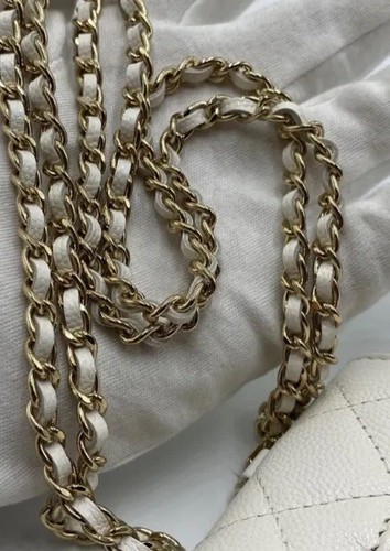 Mint Chanel 2021 White Caviar Leather Chain Mini Airpod Case Necklace Bag Purse - Picture 10 of 24