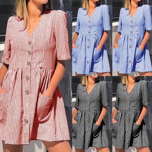 Mini Vestido Vestido de Verano 2020 ZANZEA de mujer de verano sin mangas a Rayas Beach Club Fiesta