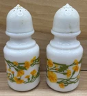 Avon Perfume Milk Glass Retro 70's Mod Salt & Pepper Shakers Honeysuckle Vintage