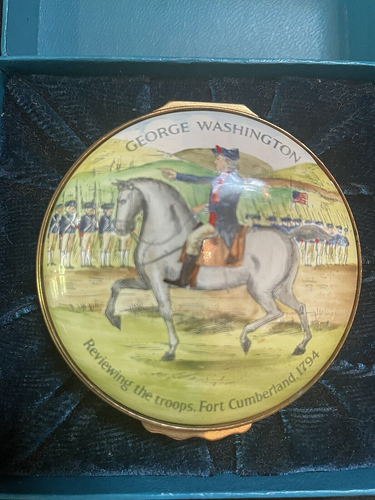 1970 HALCYON DAYS BILSTON & BATTERSEA GEORGE WASHINGTON ENAMEL BOX-RARE VINTAGE - Picture 3 of 6