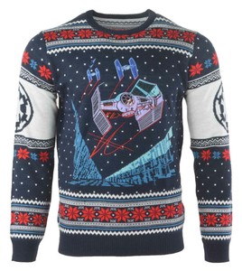 Star-Wars-Christmas-Jumper-Battle-of-Yavin-Tie-Fighter-new-Official-Mens