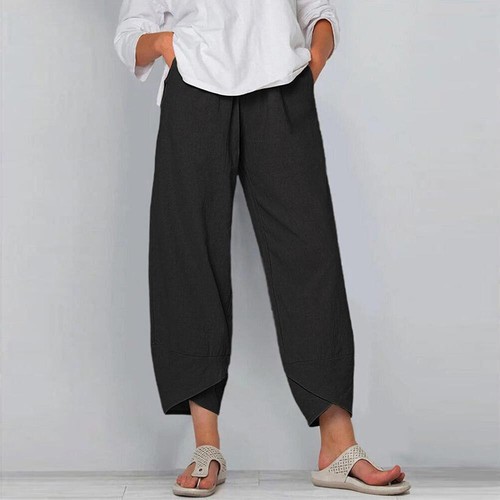 Summer Womens Ladies Cotton Linen Baggy Casual Harem Pants Trousers Plus Size US - Picture 9 of 15