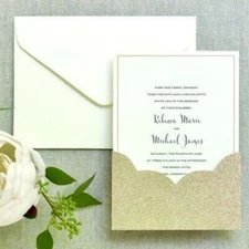 Rose Gold Glitter Pocket Invitation Kit - 30 Count