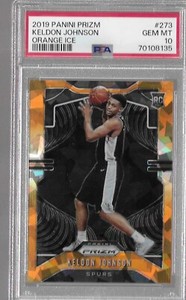 Keldon Johnson 2019 Panini Prizm Orange Ice Rookie Prizm Spurs PSA 10 NBA!!