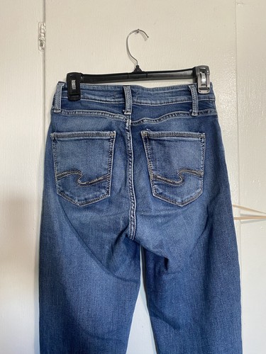 Pantalones de mezclilla plateados Co Avery rectos para mujer 27X29 azul cremallera - Imagen 4 de 10