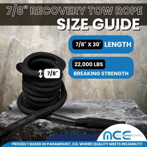Heavy Duty 7/8" & 1" Kinetic Recovery Tow Rope Snatch Strap for UTV Truck Jeep - Picture 15 of 17
