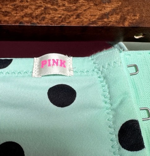 Victorias Secret PINK 36C Bustier Polka Dot Lace Underwire Back Close Strapless - Picture 6 of 11