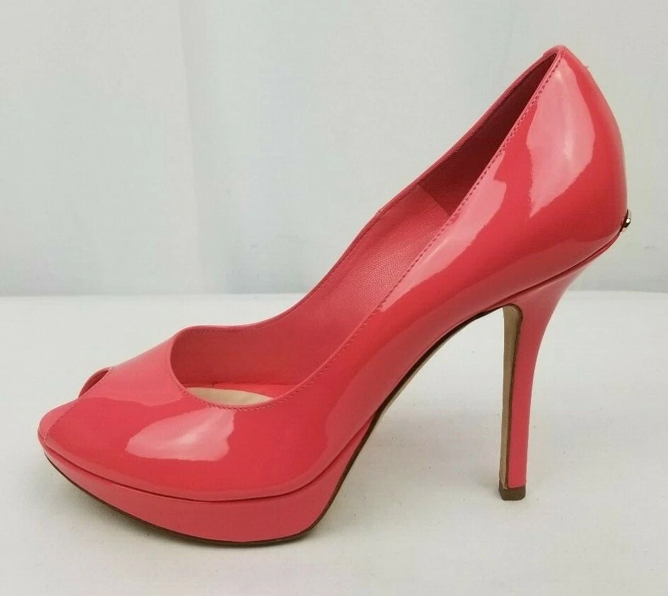 Escarpins à talons aiguilles en cuir verni corail rose orteil Dior taille 36,5