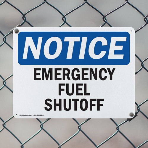(2 Pack) Emergency Fuel Shutoff OSHA Notice Sign Decal Metal Plastic - Bild 5 von 22
