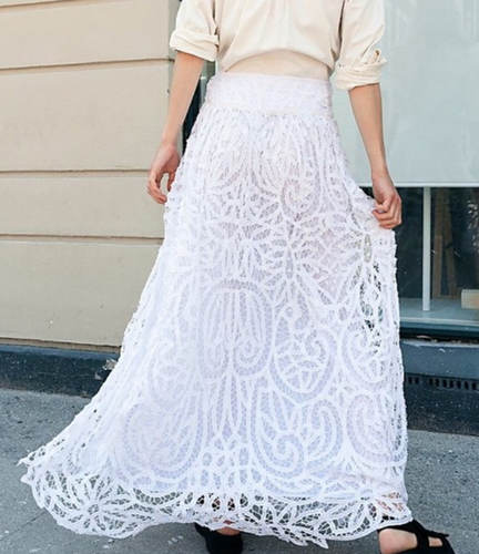 $198 NWT FREE PEOPLE SzS STEVIES HI-RISE EMBROIDERED LACE MAXI SKIRT - Imagen 2 de 4