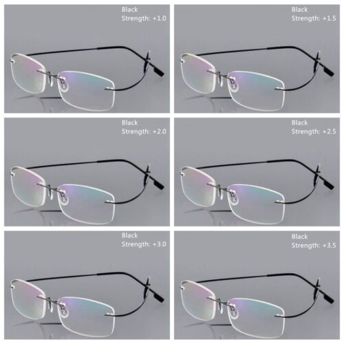 Unisex Ultralight Spectacles Rimless Eyeglass Reading Glasses Memory Titanium - Picture 4 of 14