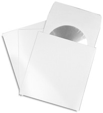 50-Pak WHITE Paperboard 5 5/8" x 6" CD/DVD Sleeves for Discs in Paper Sleeves