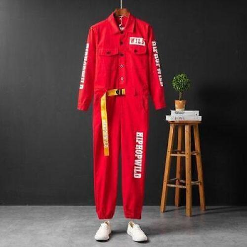 Custom Mens Overalls Jumpsuit Coverall Long Sleeve Button Casual Romper Trousers - Picture 21 of 23